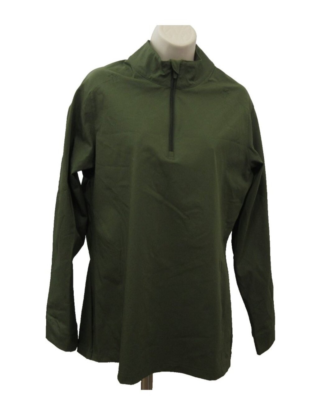 Under Armour Activewear Pullover Top Large Semi-Fitted Quarter Zip Army Green LS